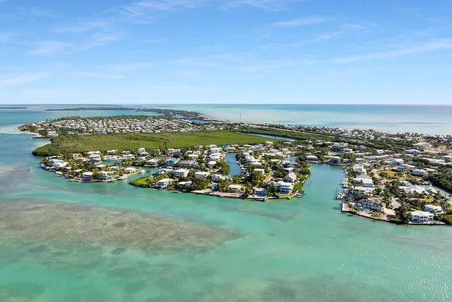 an aerial view of a house with a garden and lake view