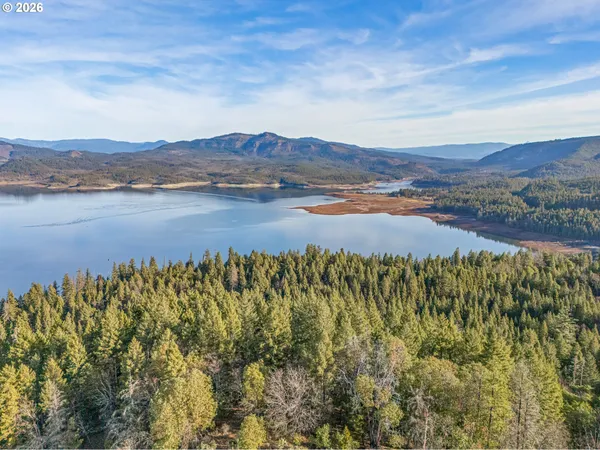 a view of a lake with a mountain in the background