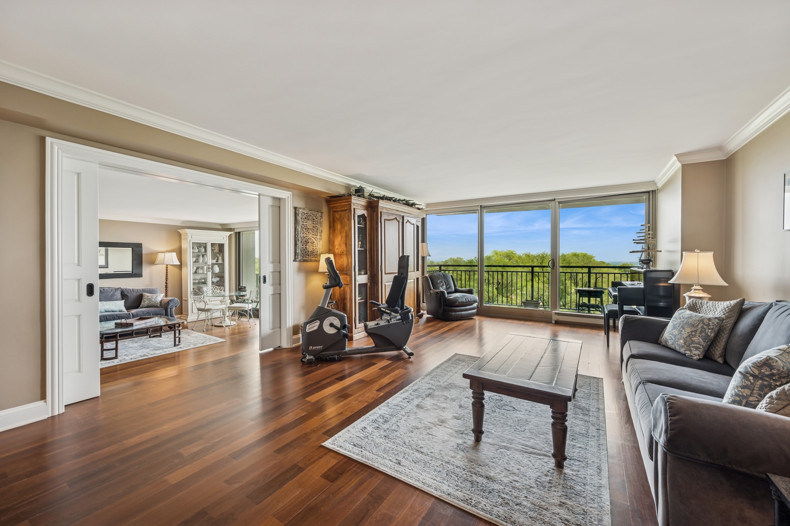 3470 North Lake Shore Drive, Unit 9BC Chicago, IL 60657 - Photo 4 of 21 a living room with furniture floor to ceiling window and wooden floor
