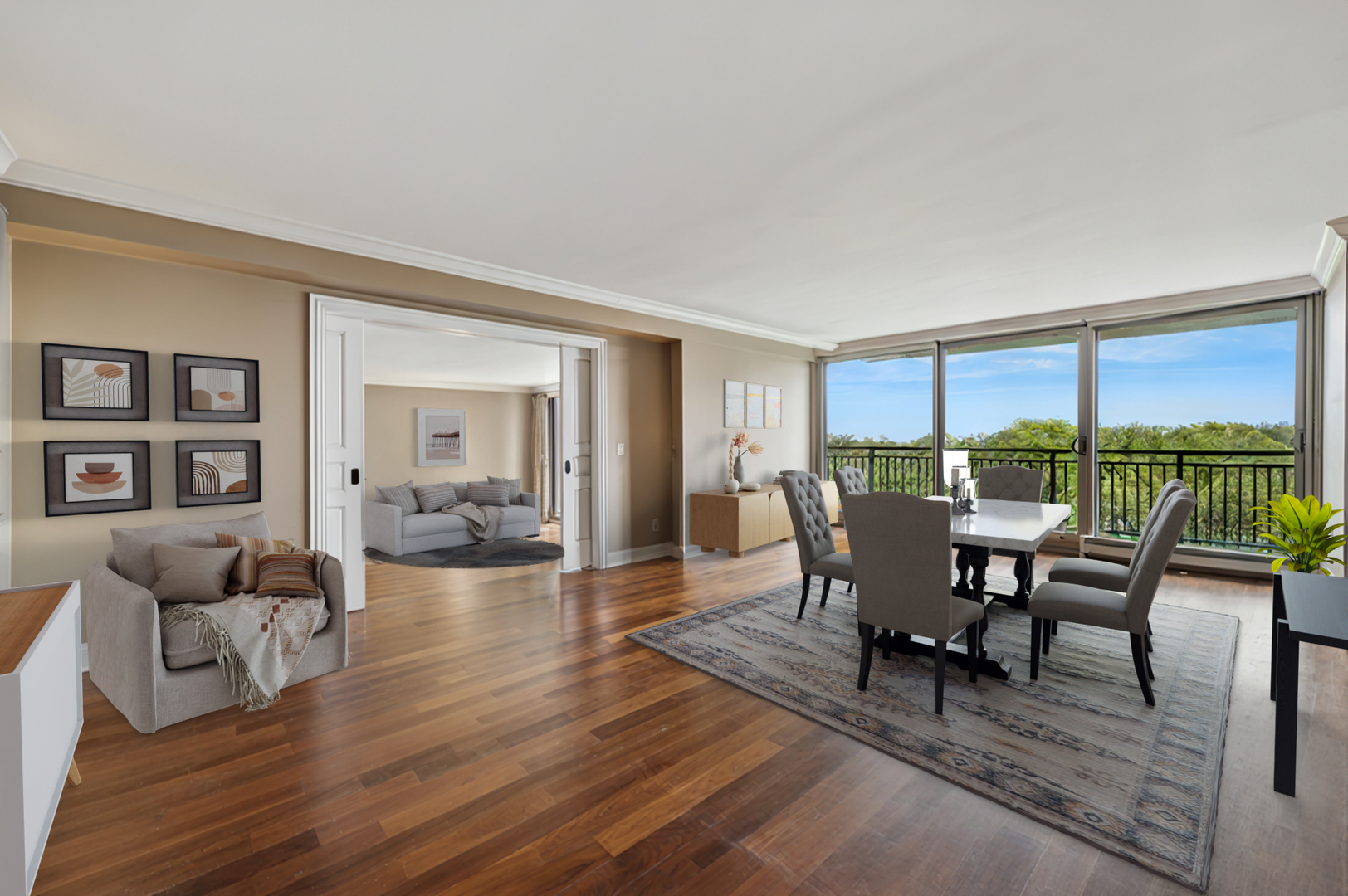 3470 North Lake Shore Drive, Unit 9BC Chicago, IL 60657 - Photo 5 of 21 a view of a dining room with furniture window and wooden floor