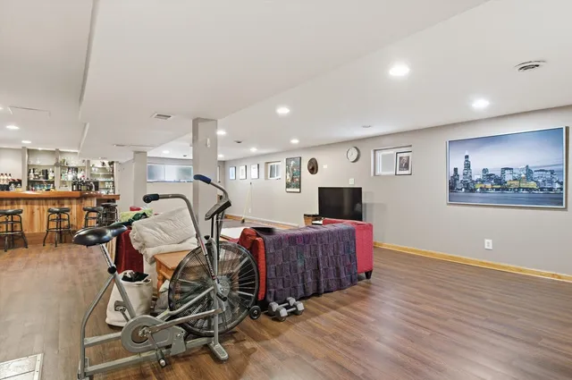 a view of a room with gym equipment