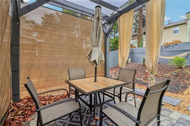 a view of a outdoor seating area