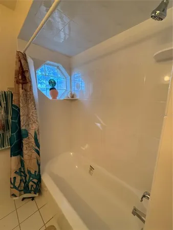 a bathroom with a bathtub