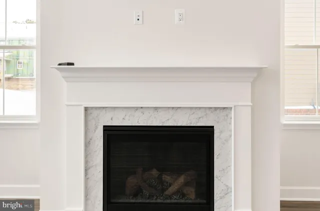 a close view of a fireplace