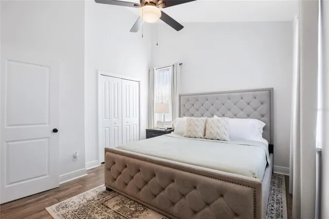 a view of a lake with a yard