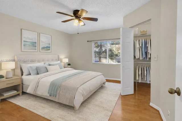 a view of a bench in a garden