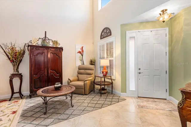 a dining room with furniture