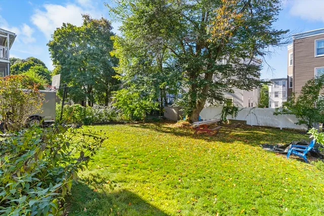 a view of swimming pool with lawn chairs and plants