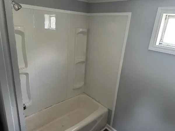 a bathroom with a bathtub