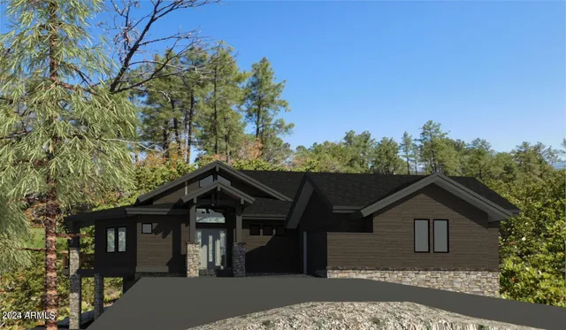a view of a big house with a big yard and potted plants