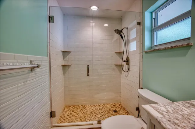 a bathroom with a shower