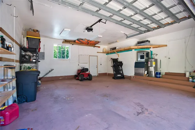 a view of a garage with furniture