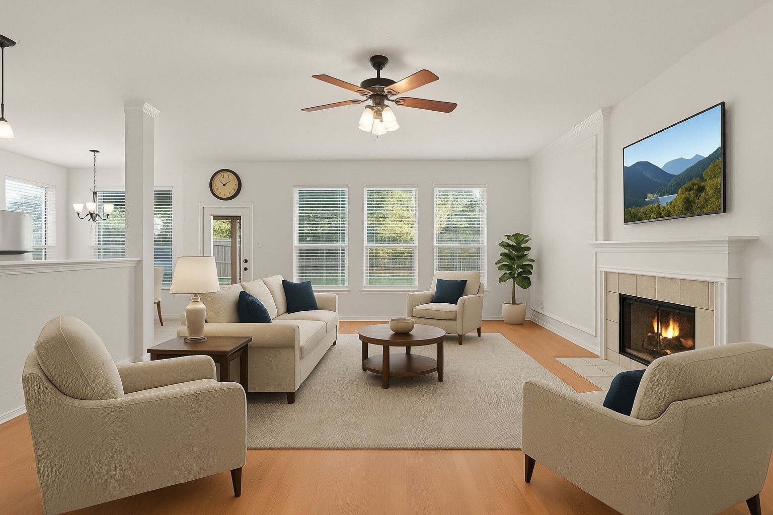 8550 Waiting Spring Circle Houston, TX 77095 - Photo 4 of 32 a living room with furniture fireplace and a large window