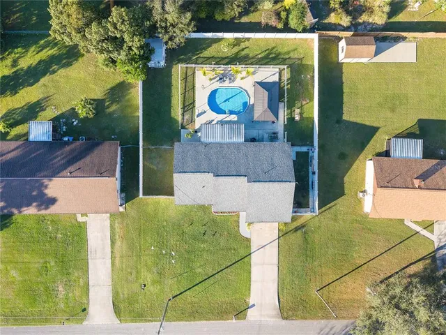 an aerial view of a house