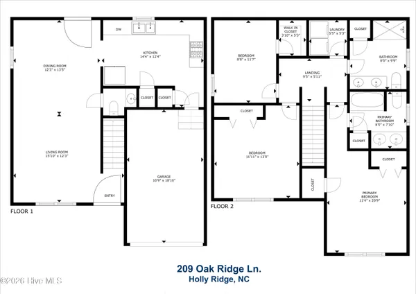 $1,800 | 209 Oak Ridge Lane, Holly Ridge, NC 28445