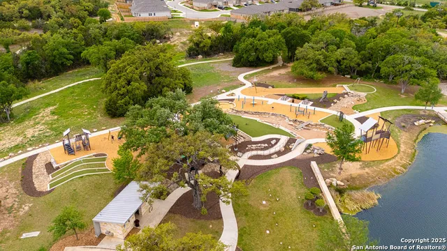 an aerial view of a house