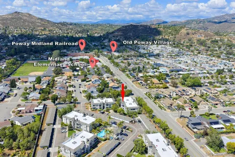 an aerial view of multiple house