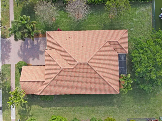 a view of a swimming pool with a chair