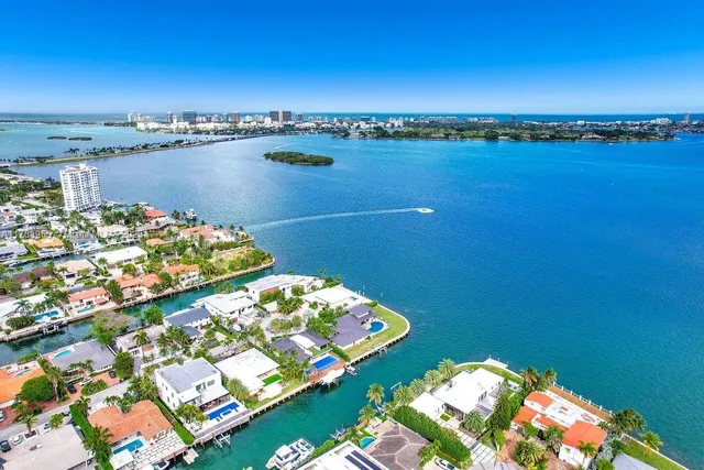 a view of a city with an ocean view