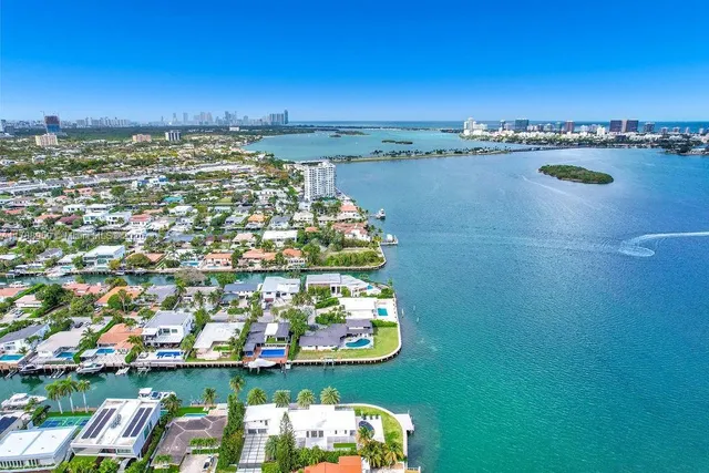 a view of a lake with a city view