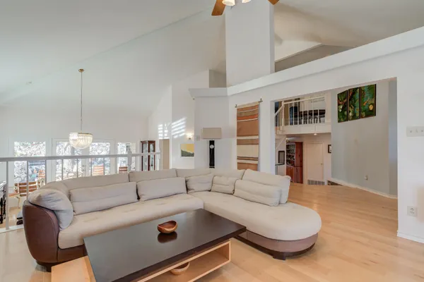 a room with a table and chairs