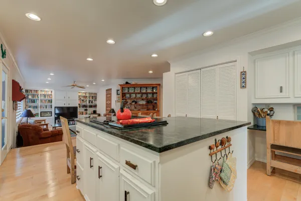 a view of room that has a fireplace