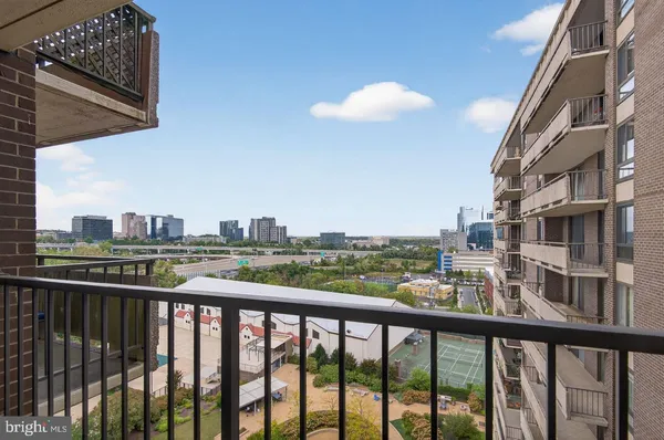 a view of city from a balcony