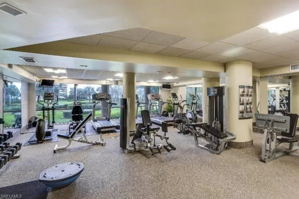 a view of a room with gym equipment