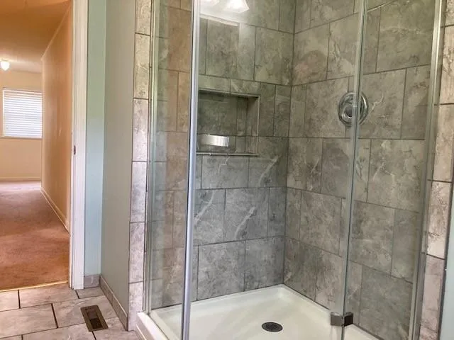 a bathroom with a shower