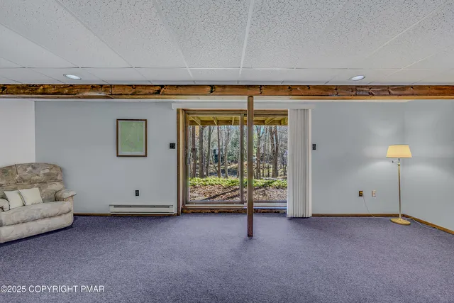 a view of a lake with houses in the back