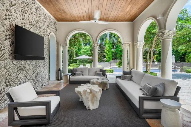 a living room with fireplace furniture and a flat screen tv