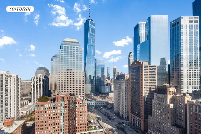 a view of a city with tall buildings