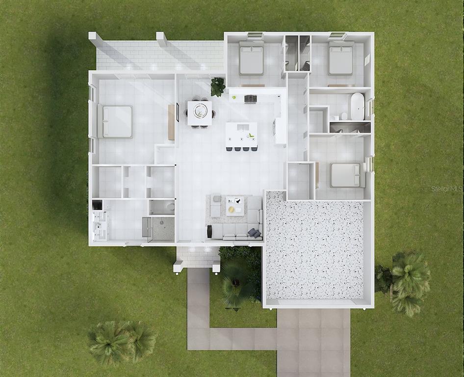 6828 Neda Street Sebring, FL 33872 - Photo 3 of 9 a aerial view of a house with a garden and entryway