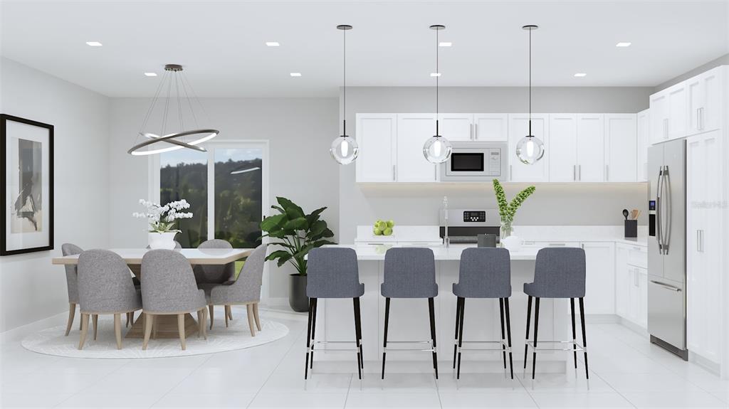 6828 Neda Street Sebring, FL 33872 - Photo 5 of 9 a view of kitchen with dining area refrigerator and wooden floor