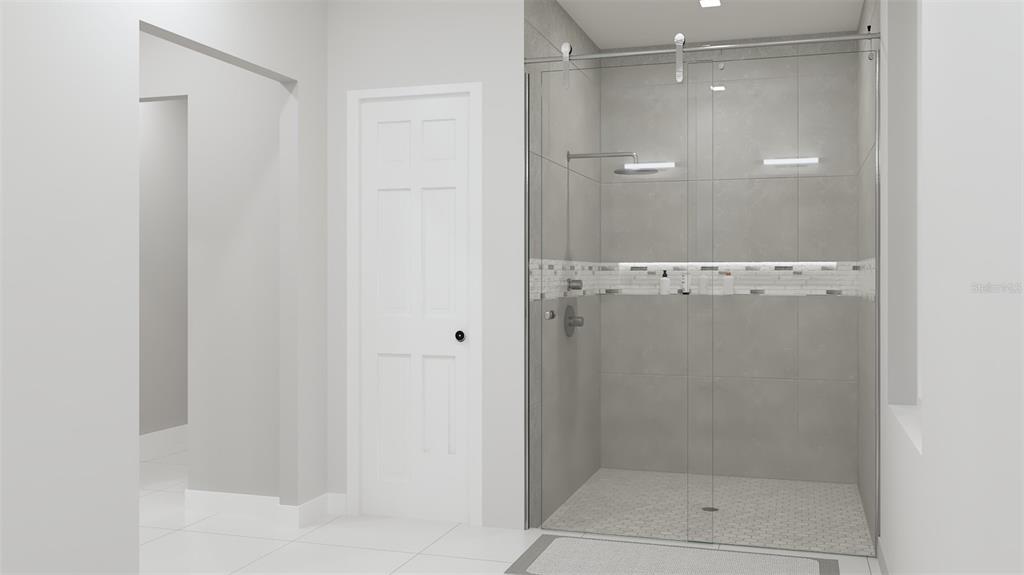 6828 Neda Street Sebring, FL 33872 - Photo 8 of 9 a bathroom with a glass shower door