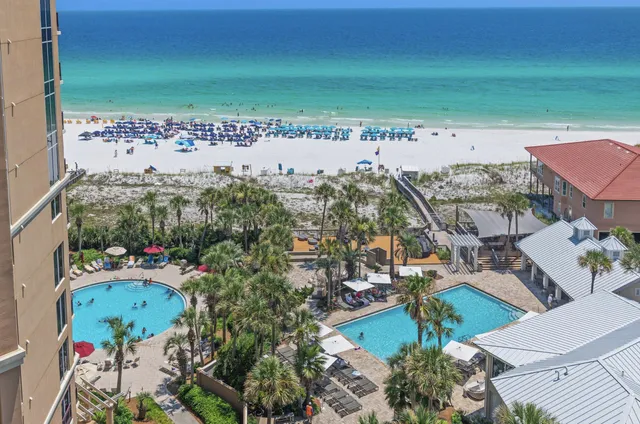 a view of a city with an ocean