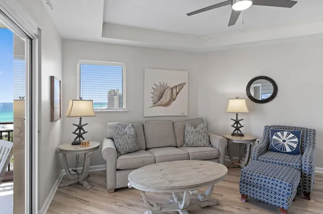 a living room with furniture