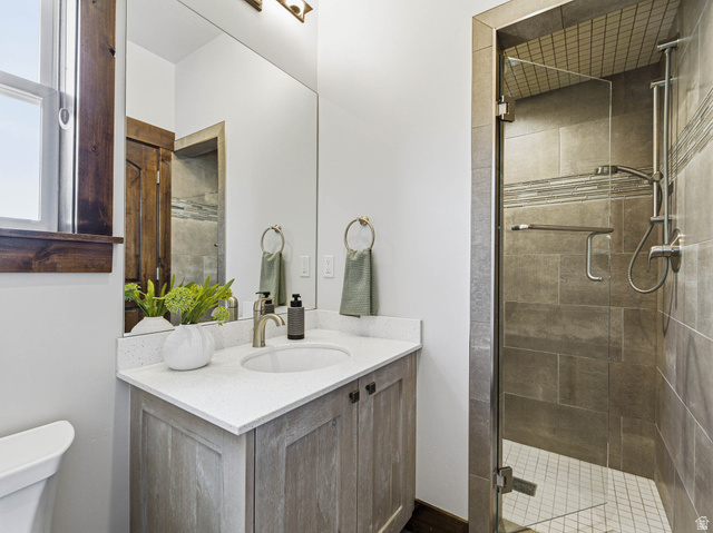 402 Shadow Hill Road Wanship, UT 84017 - Photo 39 of 90 Full bathroom featuring vanity and a stall shower