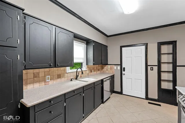 a bathroom with a double vanity sink and mirror