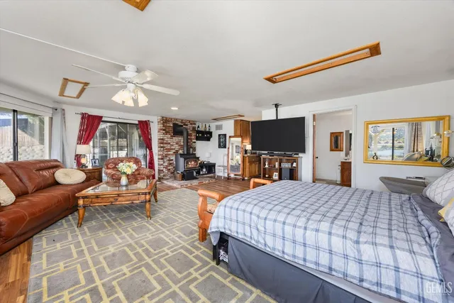 a view of balcony with wooden floor