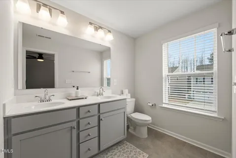 a bathroom with a toilet a sink and a large mirror