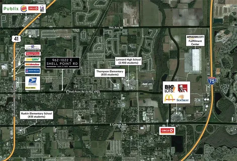 a view of a building with a street