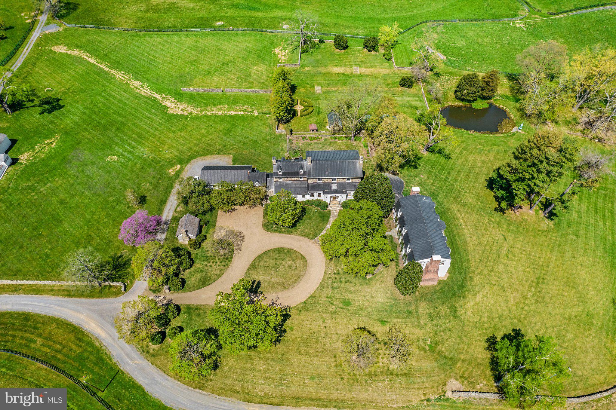 2224 Crenshaw Road Upperville, VA 20184 - Photo 3 of 50 Aerial view of main house, log cabin & garage