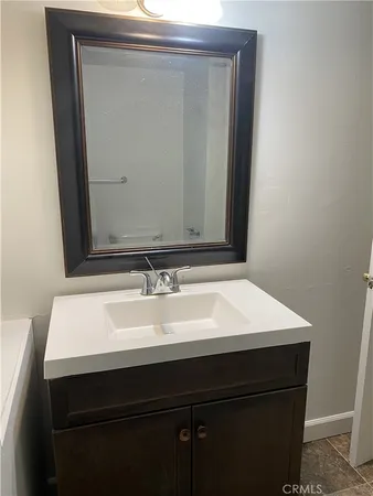 an empty room with a workbench