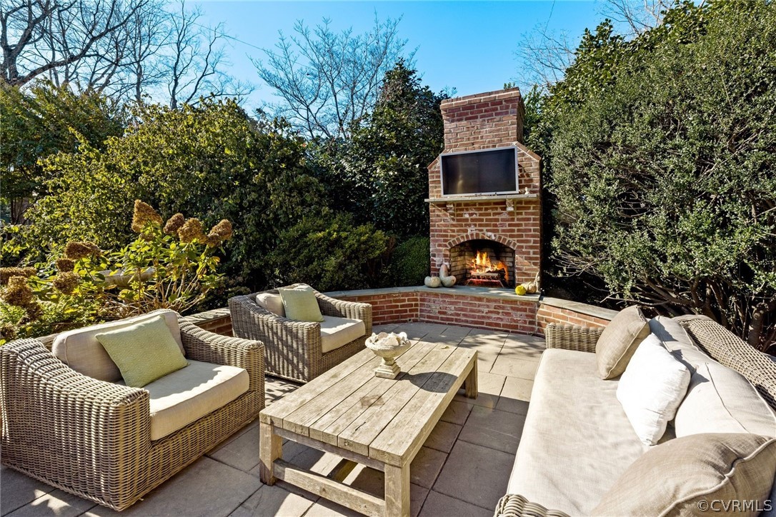 3807 Dover Road Richmond, VA 23221 - Photo 33 of 44 Amazing outdoor patio with fireplace!