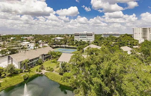 a view of a lake with houses