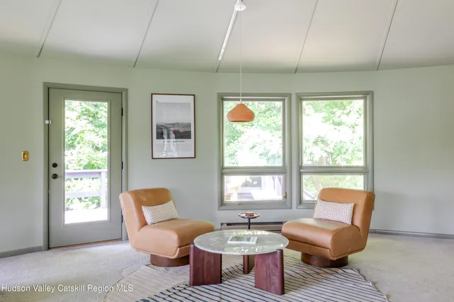 a view of a lake with a mountain in the background
