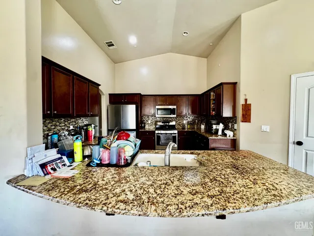 a kitchen with lots of counter top space