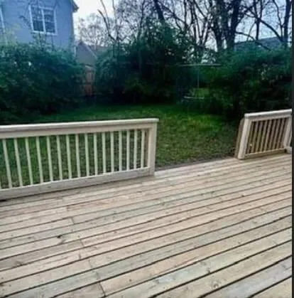 a view of a wooden deck