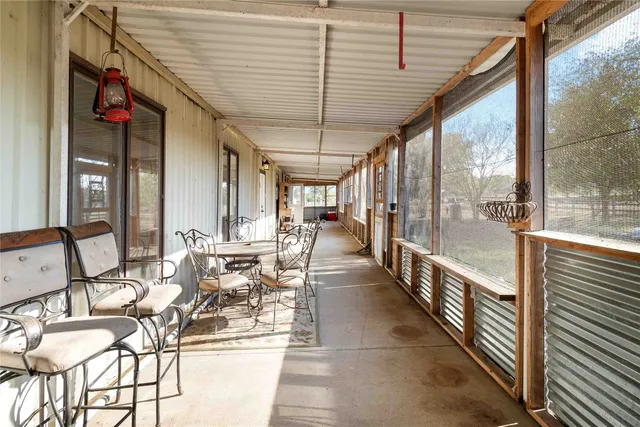 a lobby with furniture